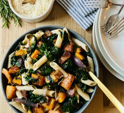 Roasted Butternut Squash And Bacon Pasta | Eric Lundy | Foody