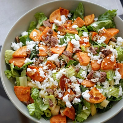 Harvest Salad with Sweet Potatoes, Apples, Feta, and Maple Sage Vinaigrette-image